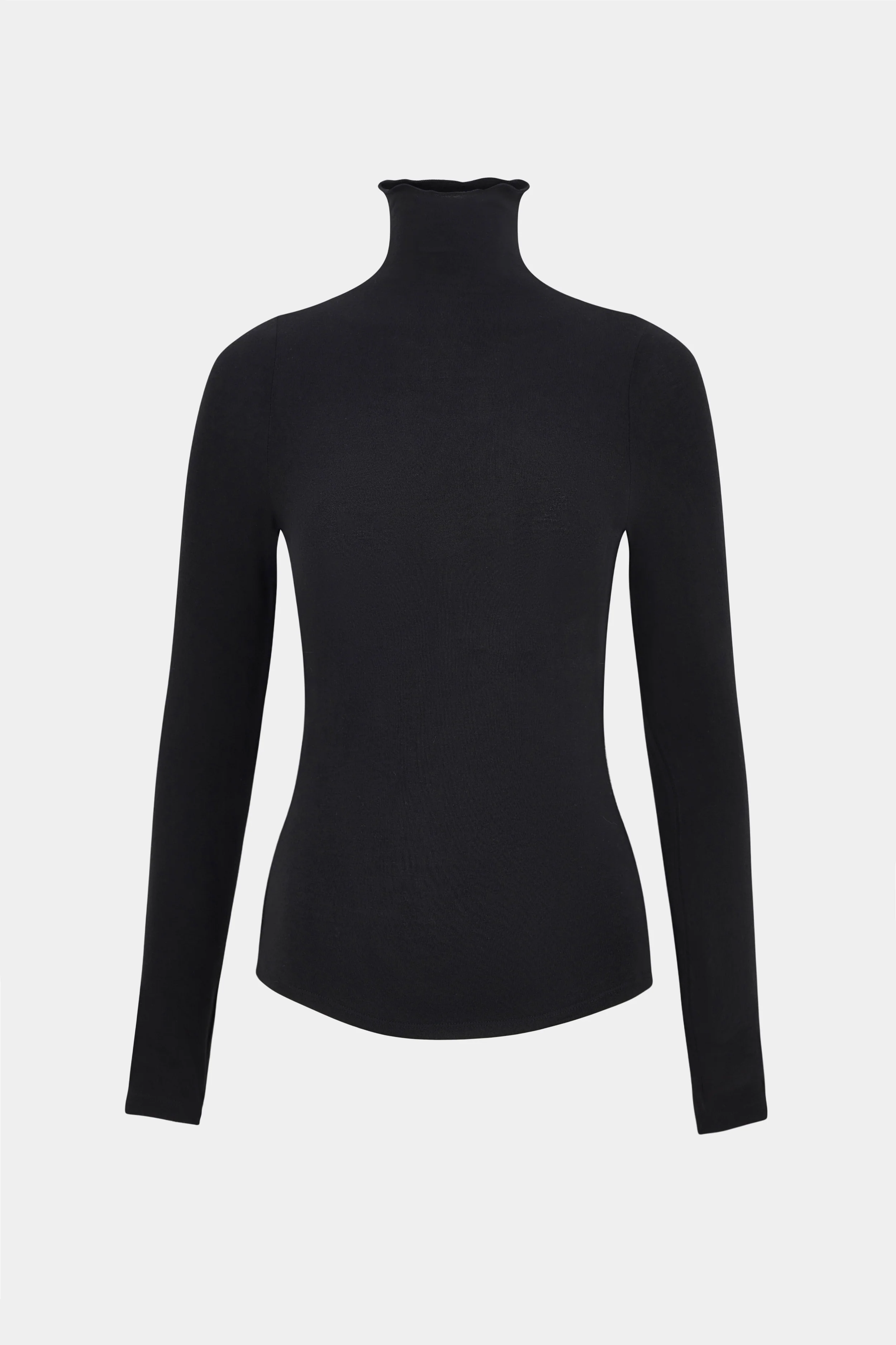 Semi Sheer High Neck Longsleeve Top - Black - Image 8