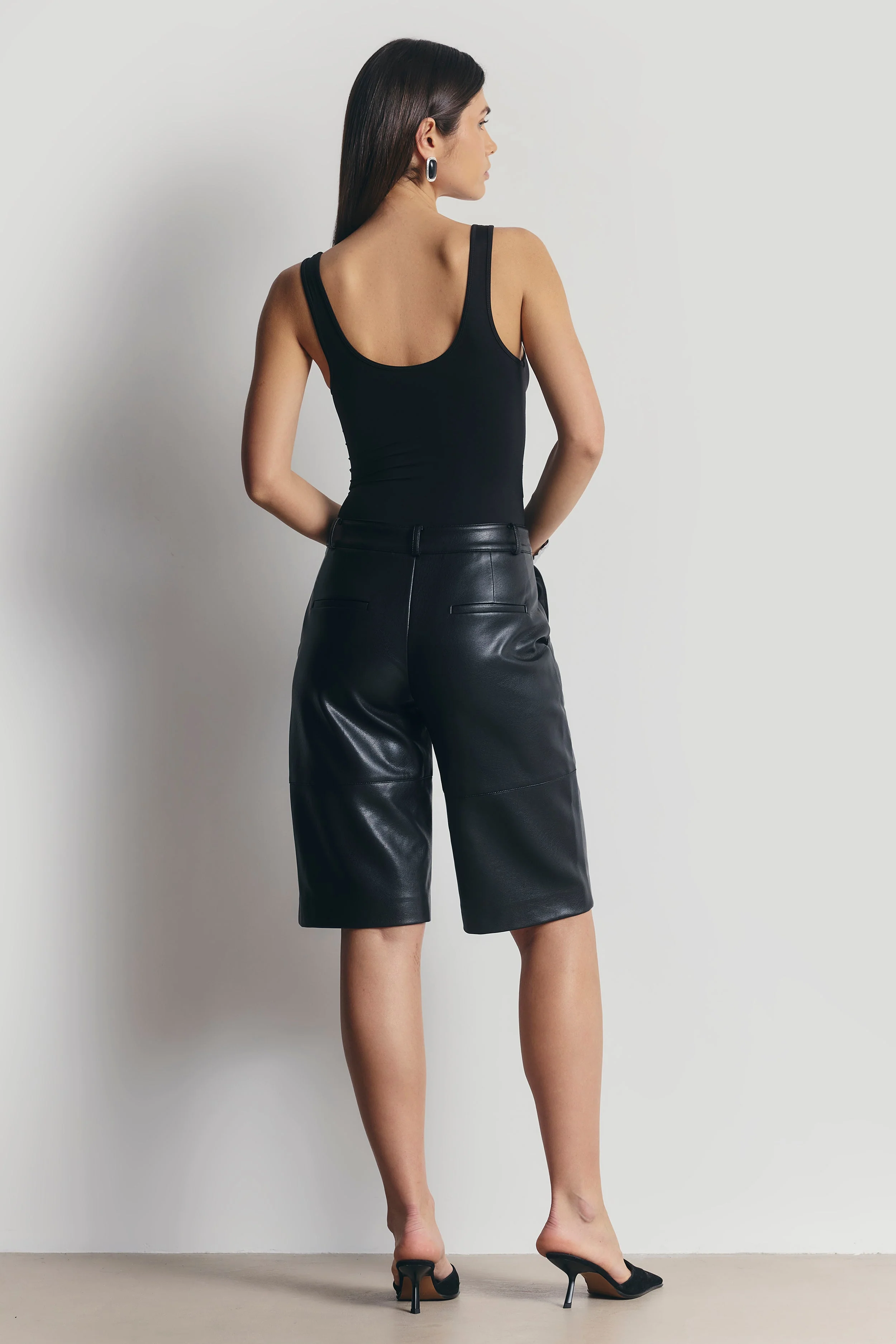 Semi Sheer Scoop Neck Bodysuit - Black - Image 4