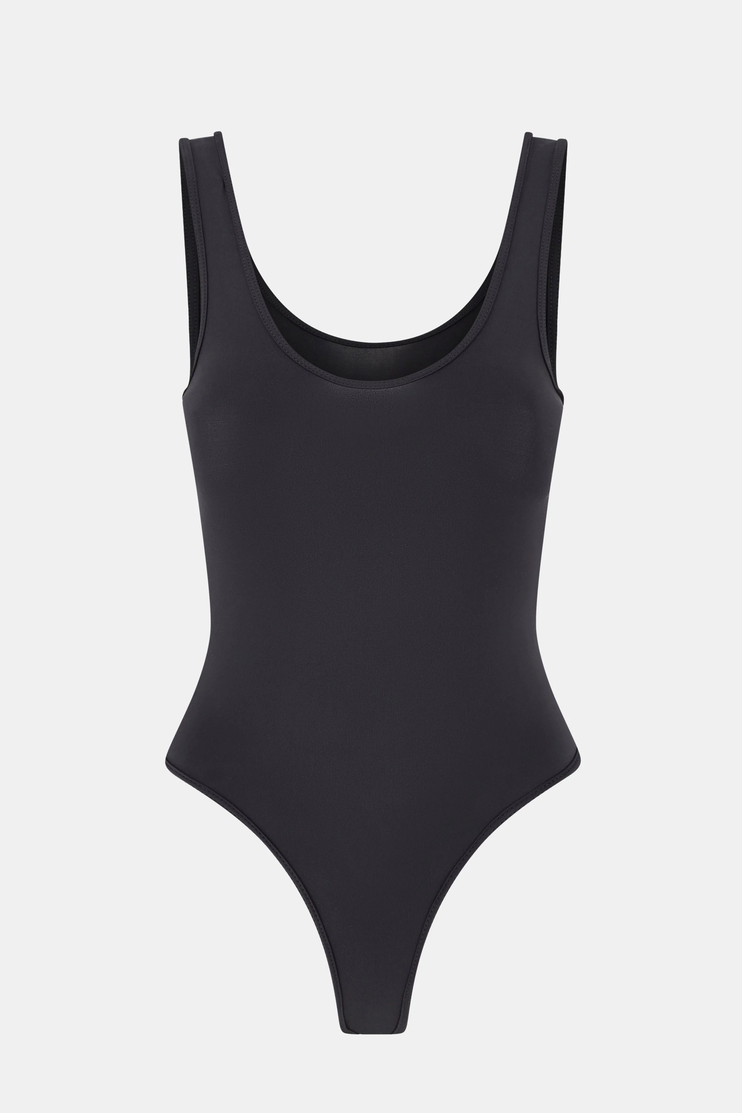 Semi Sheer Scoop Neck Bodysuit - Black - Image 5
