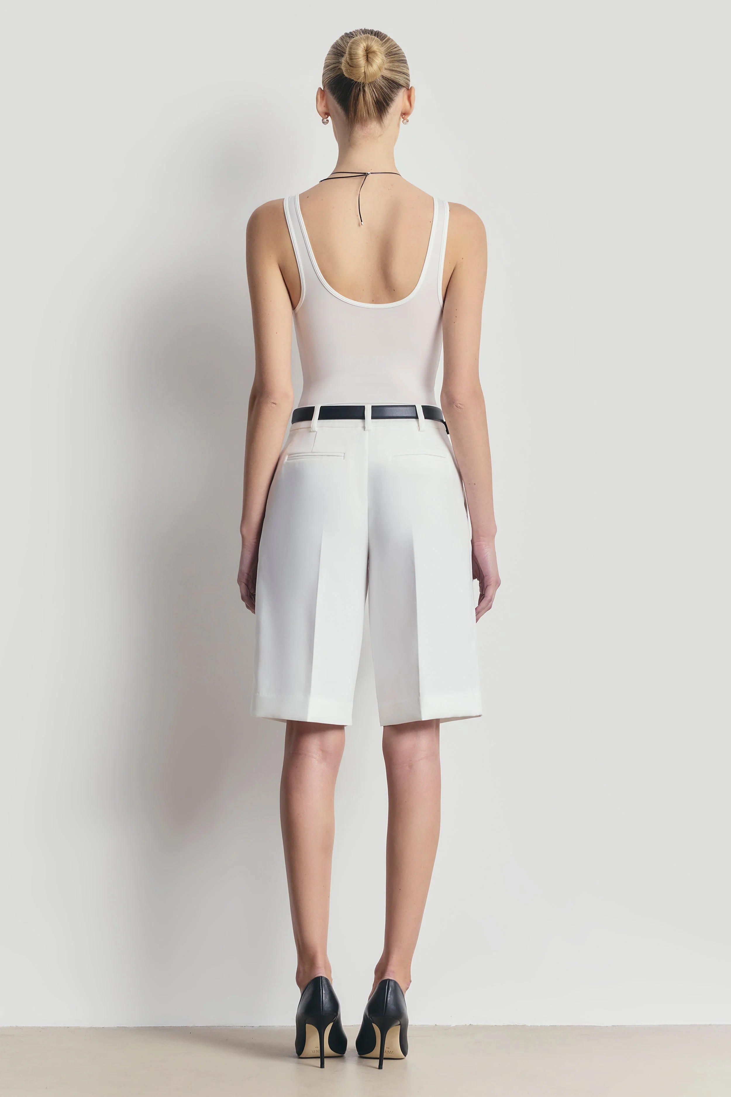 Semi Sheer Scoop Neck Bodysuit - White - Image 5