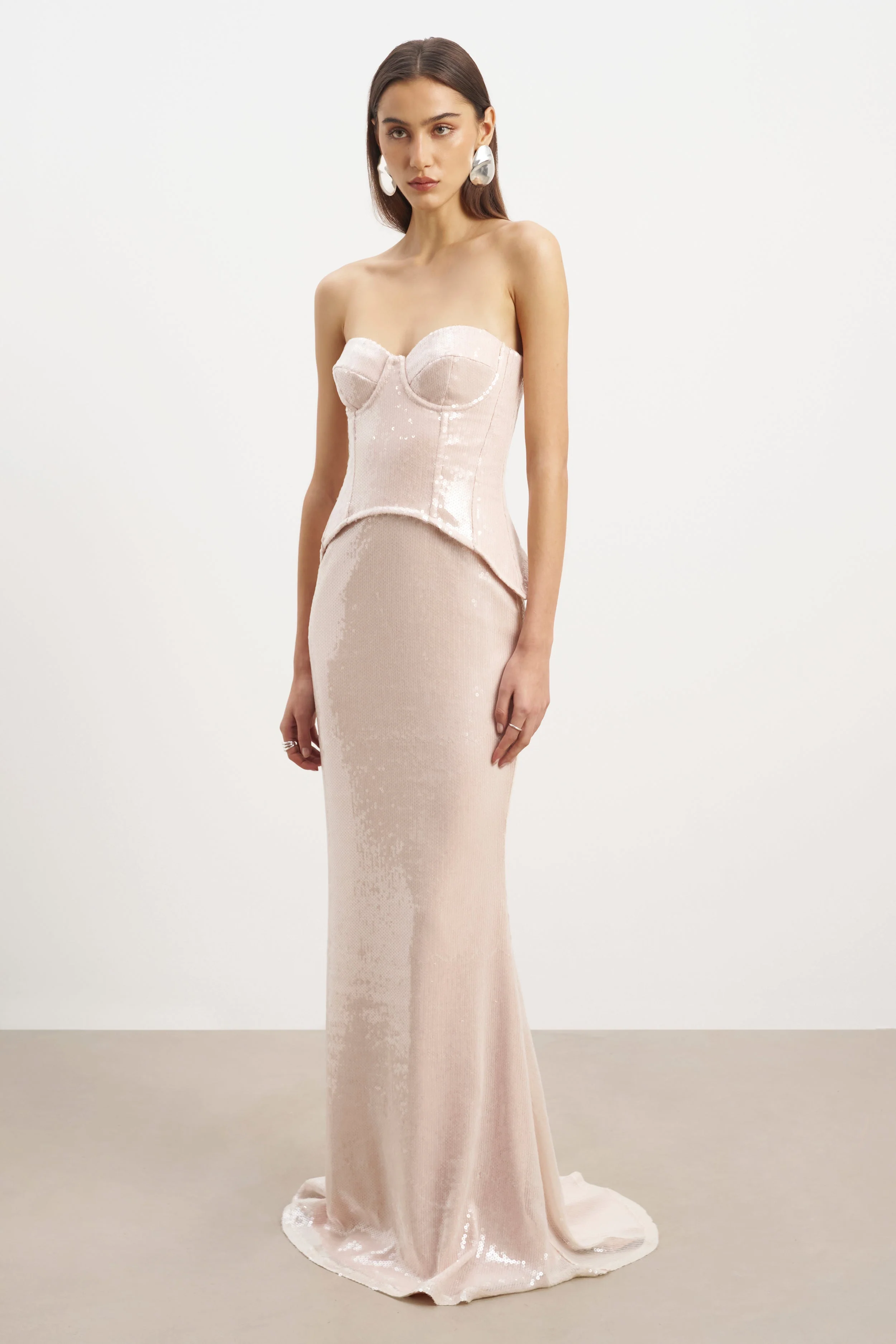 Sequin Corset Gown With Sweetheart Neckline - Blush - Image 5