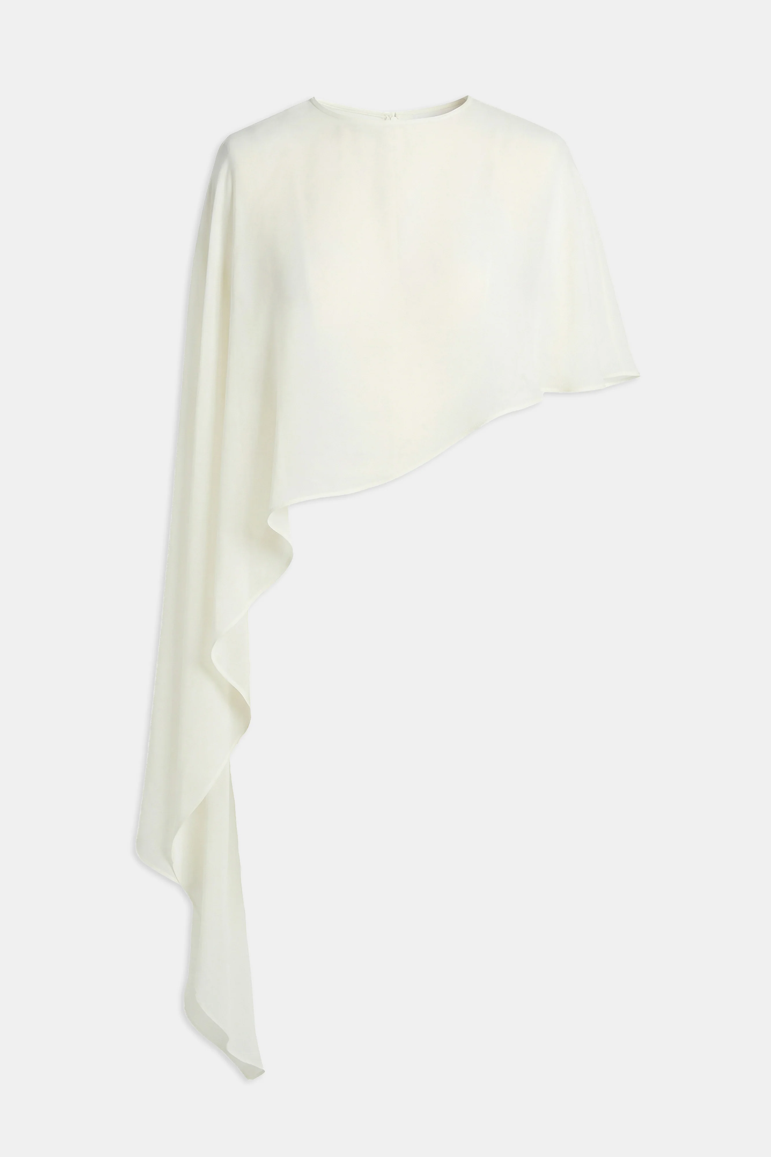 Sheer Chiffon Asymmetric Cape - Cream - Image 6