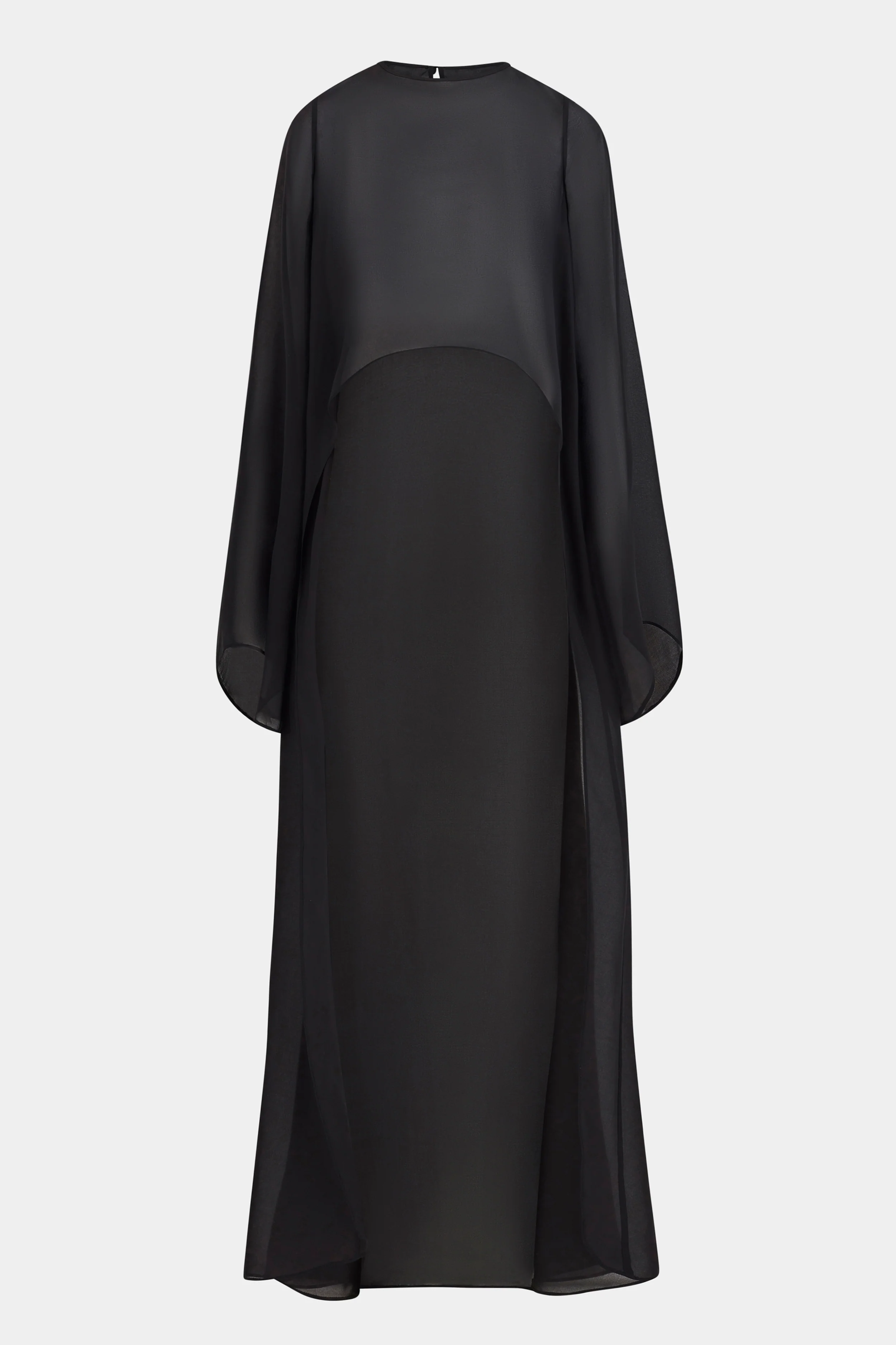 Sheer Chiffon Cape Blouse - Black - Image 8