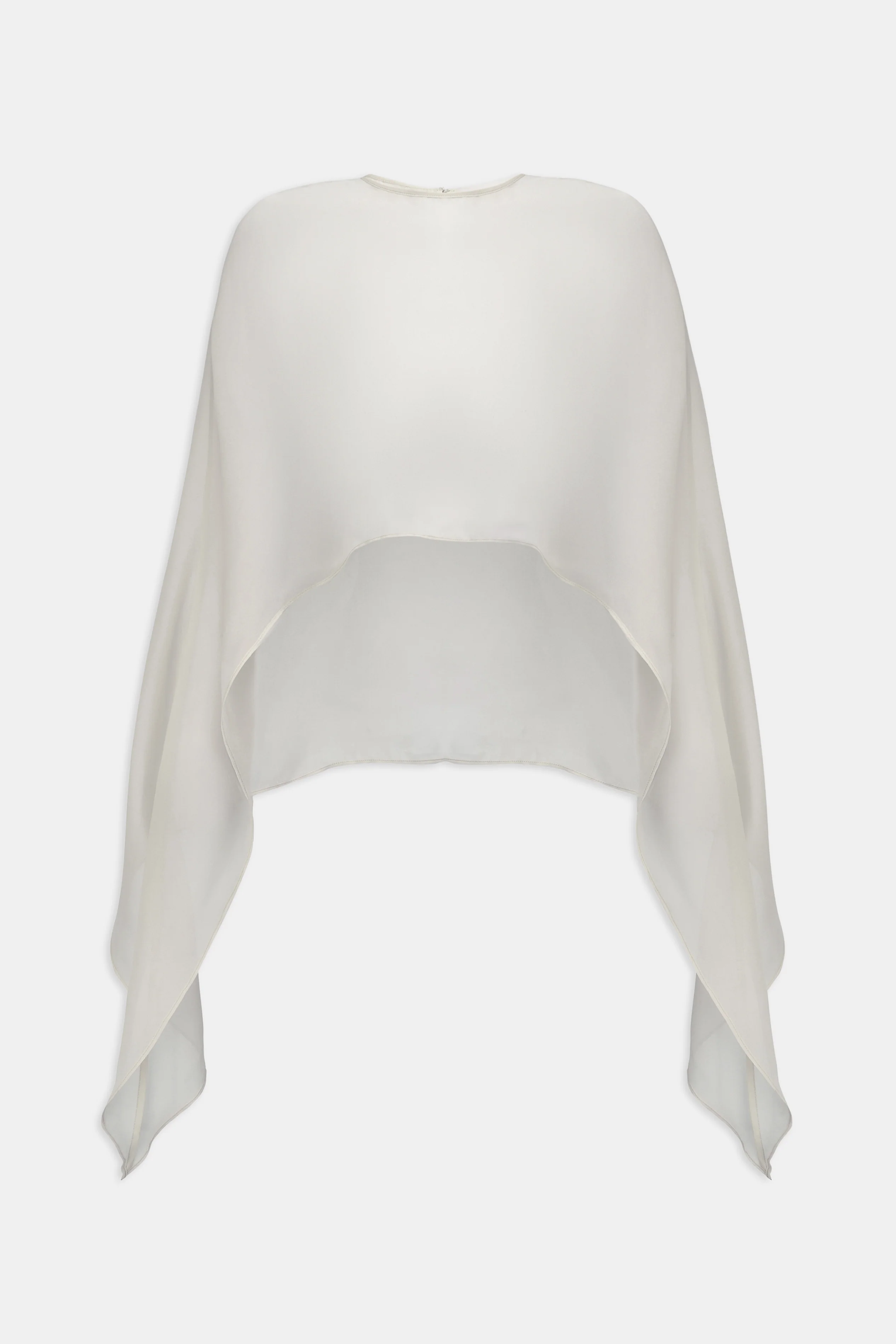 Sheer Chiffon Curved Hem Cape - Cream - Image 9