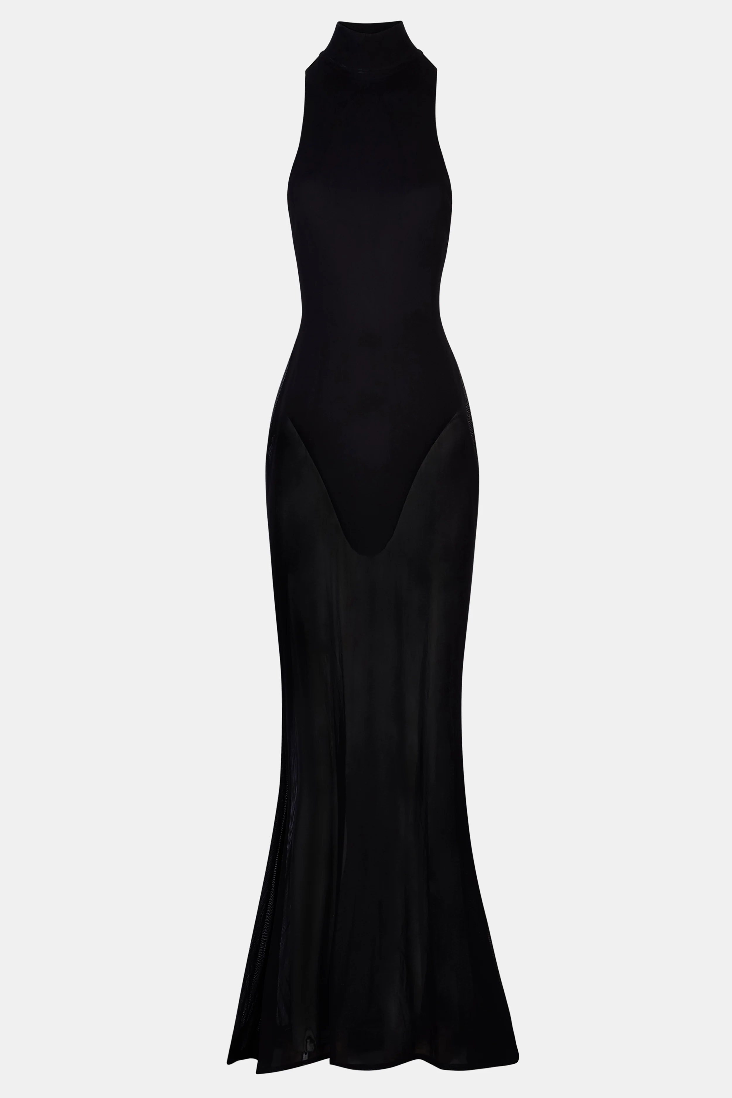 Sheer High Neck Racerback Gown - Black - Image 7