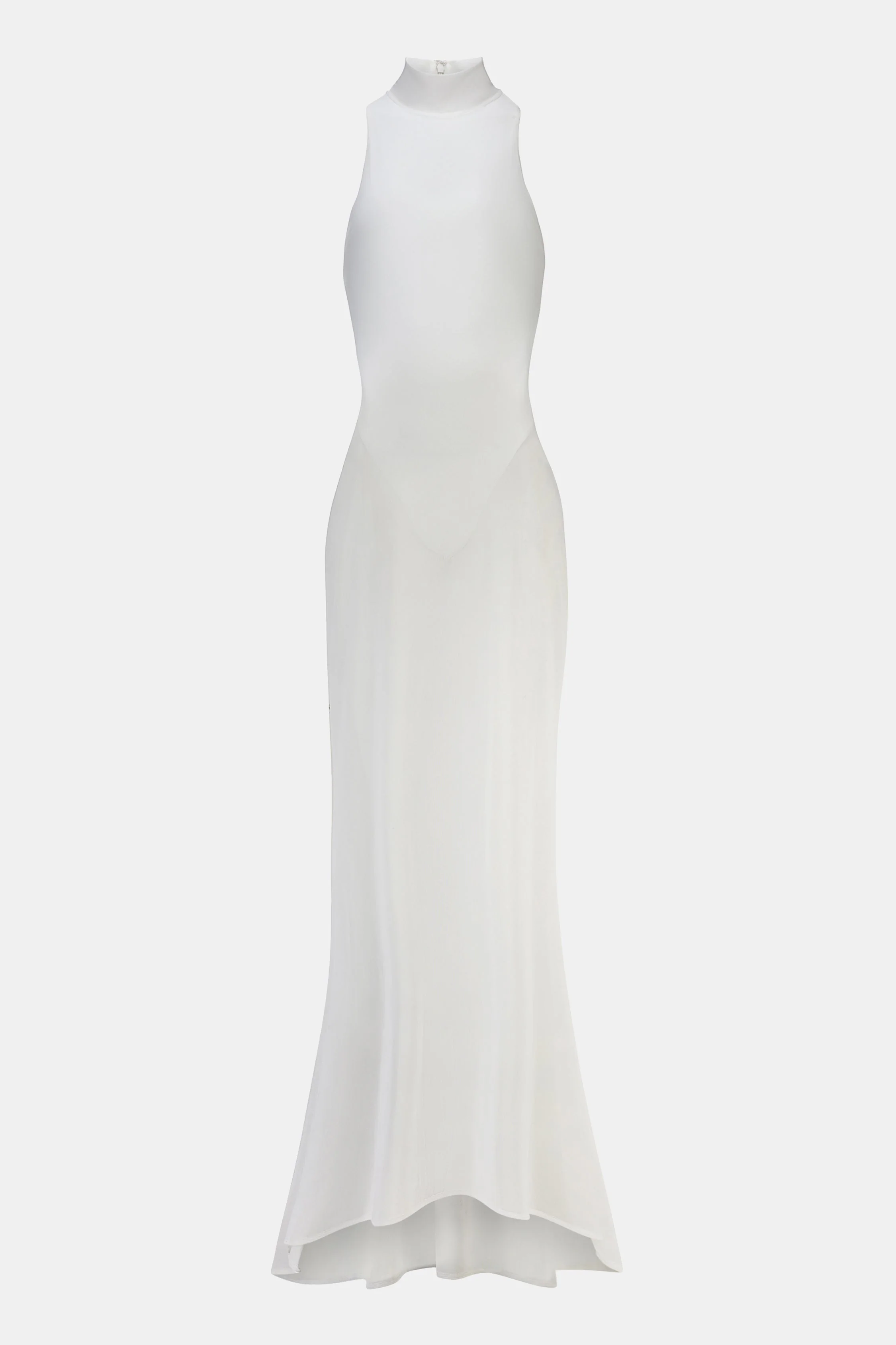 Sheer High Neck Racerback Gown - White - Image 7