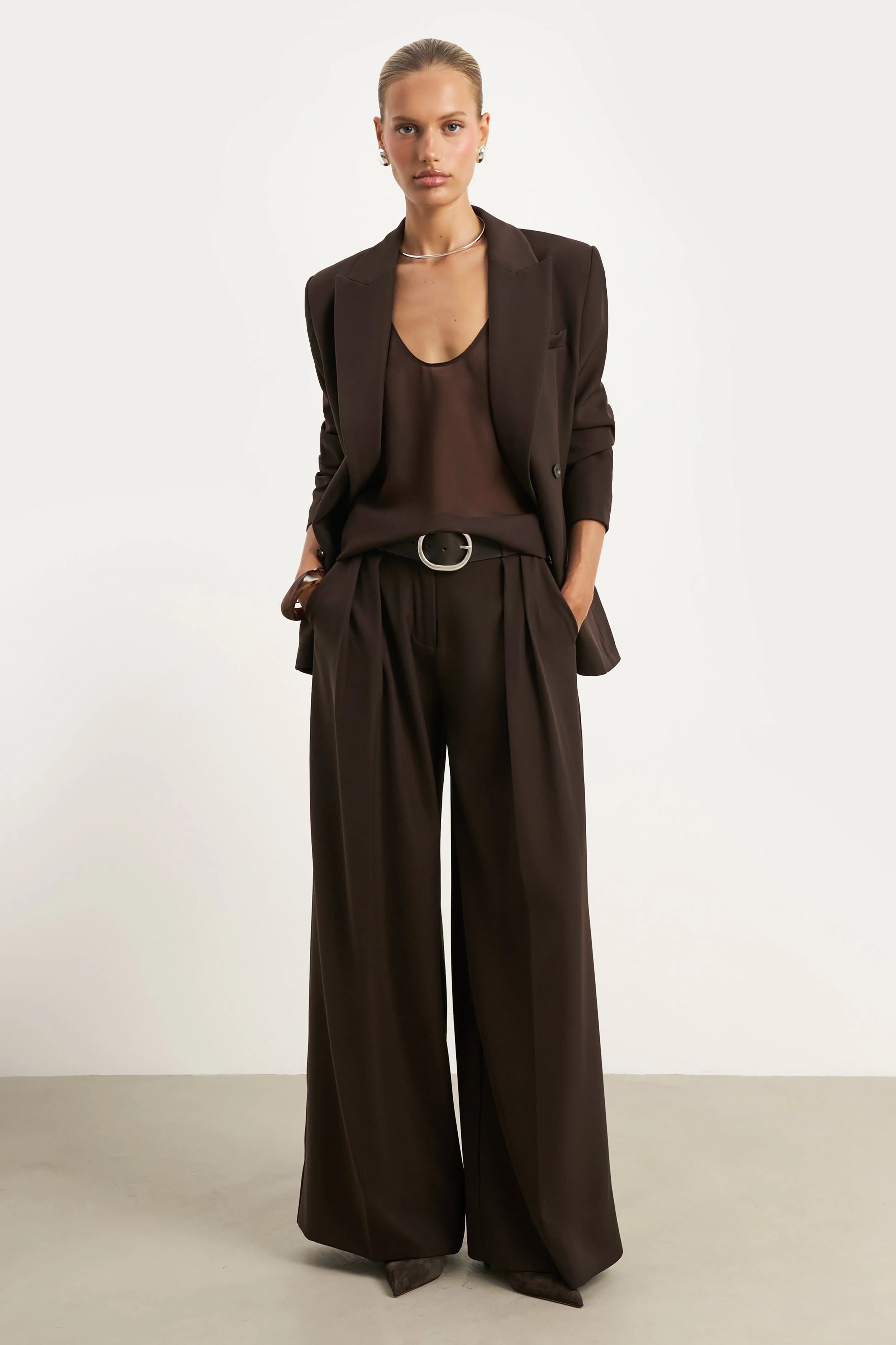 Sheer Plunge U Neck Tank Top - Carob - Image 5