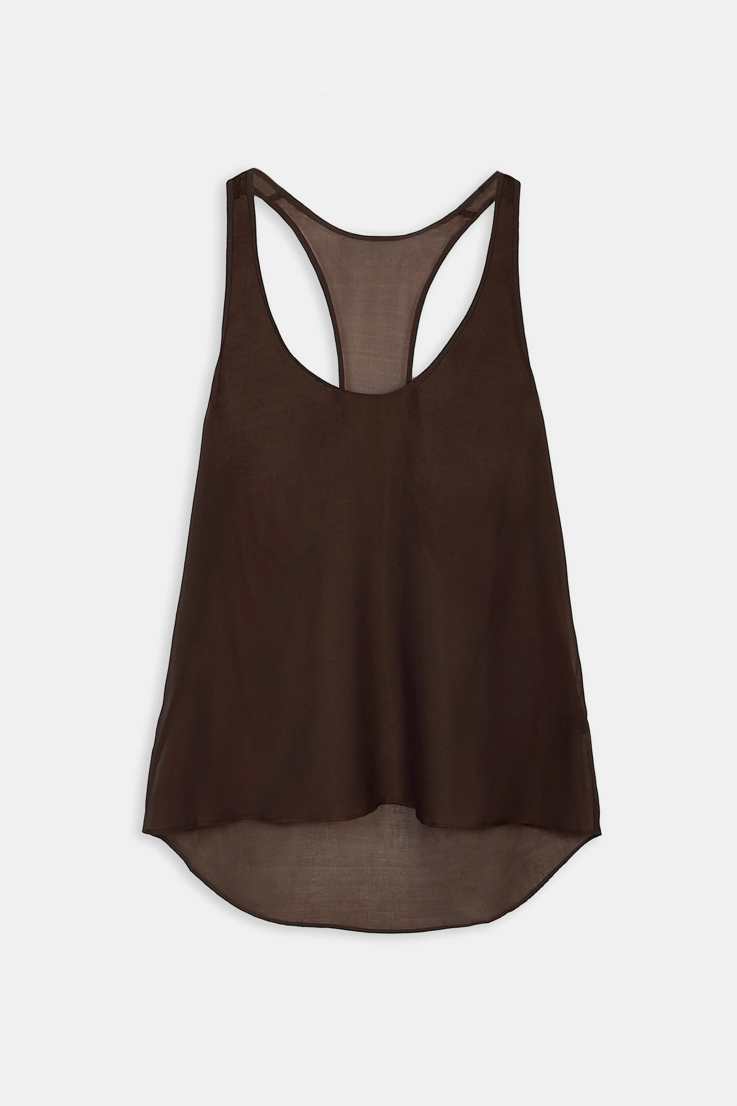 Sheer Plunge U Neck Tank Top - Carob - Image 9