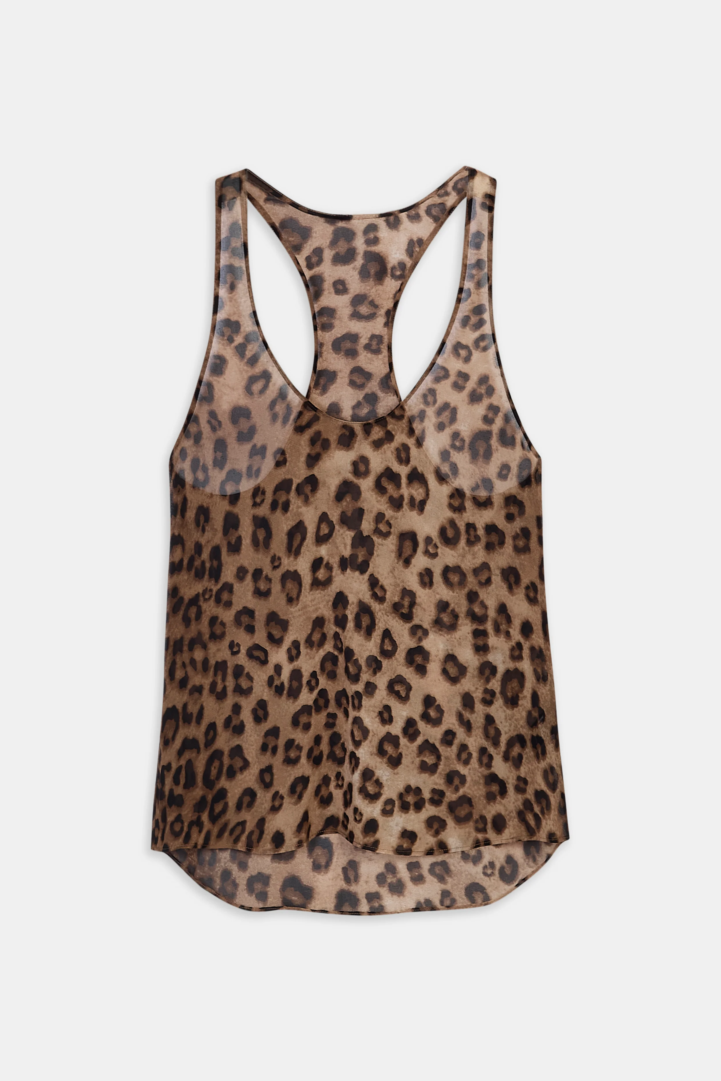 Sheer Plunge U Neck Tank Top - Leopard Print - Image 9