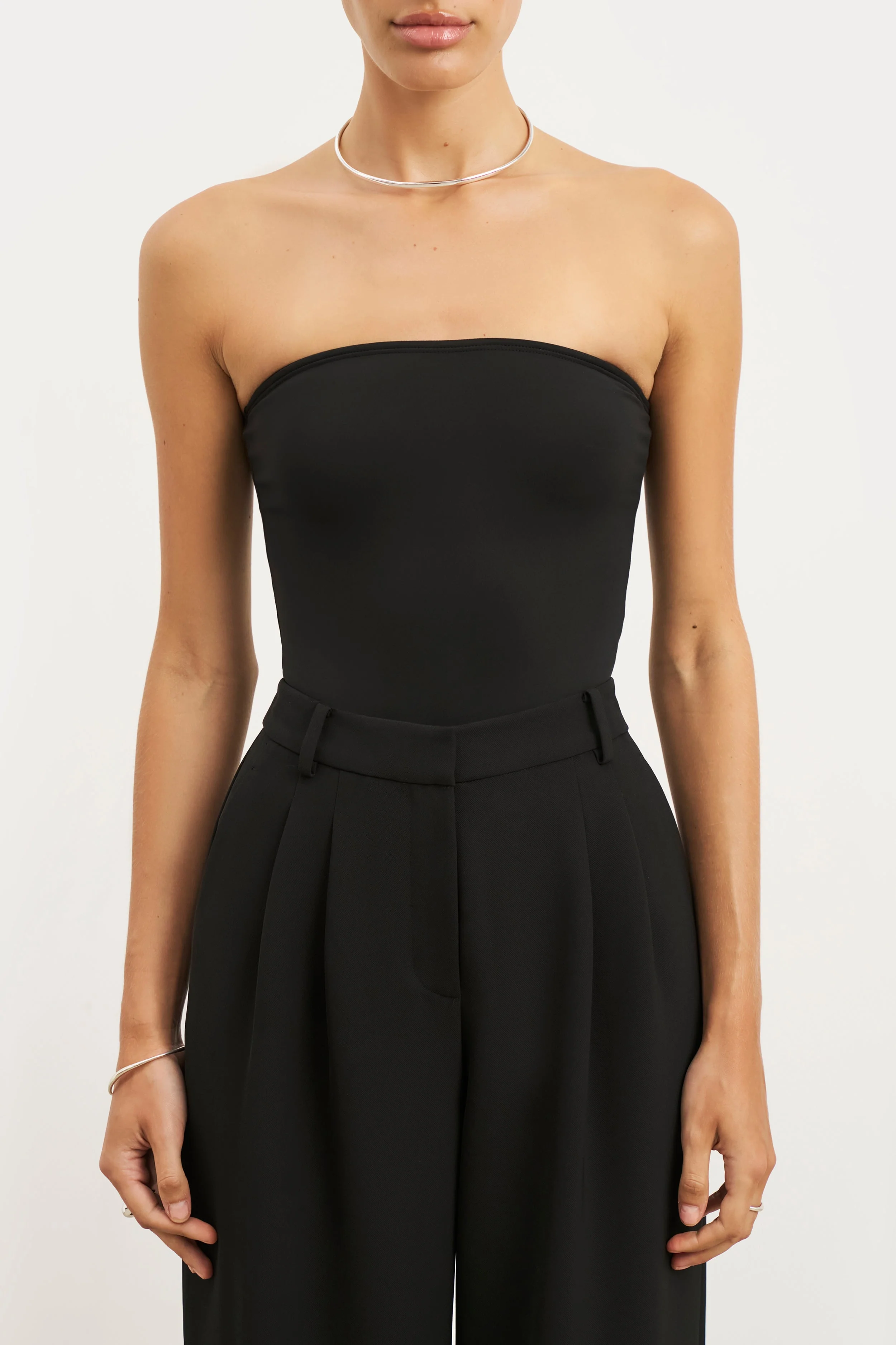 Strapless Bandeau Bodysuit - Black - Image 3