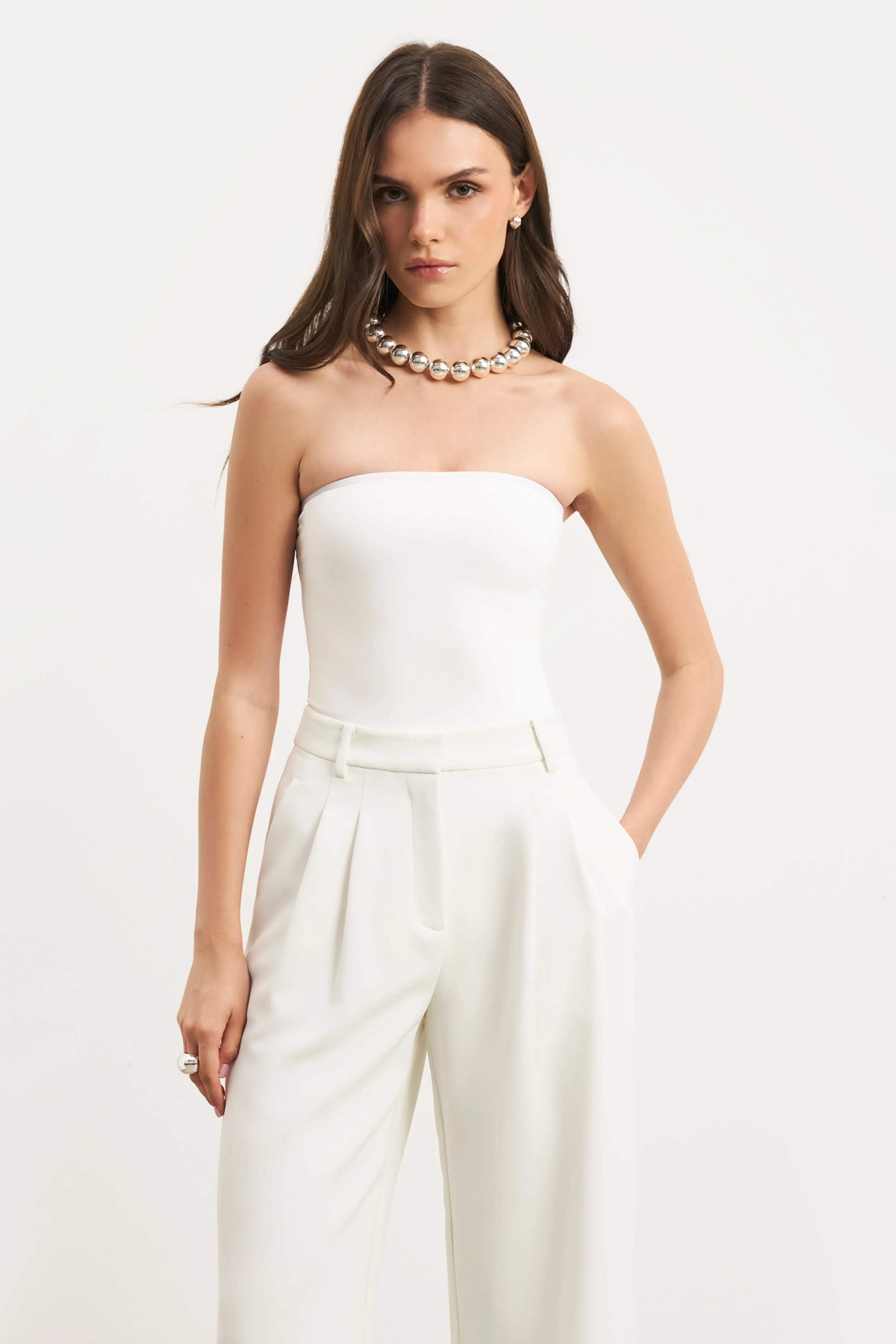 Strapless Bandeau Bodysuit - White