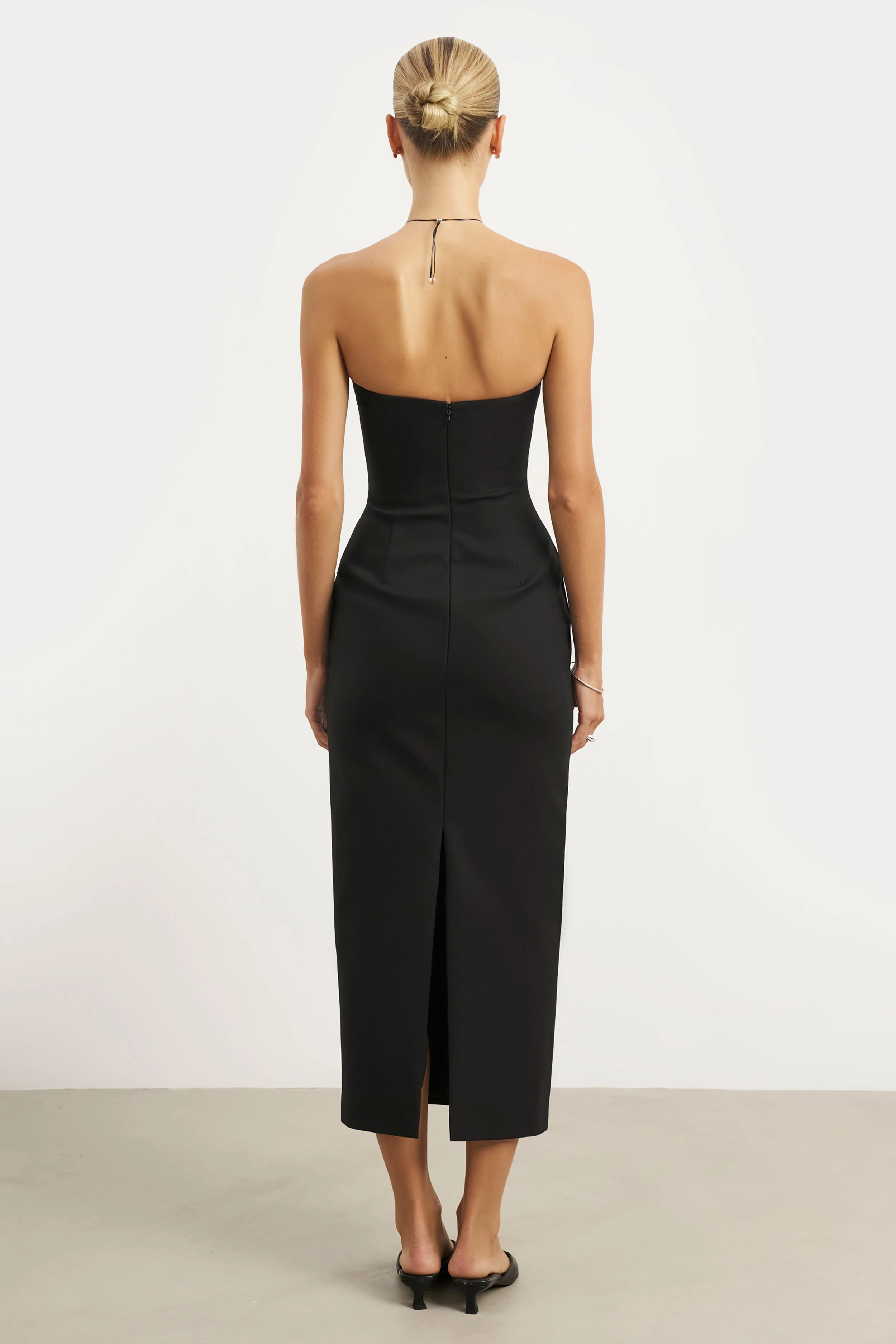 Strapless Ruched Midaxi Dress - Black - Image 6