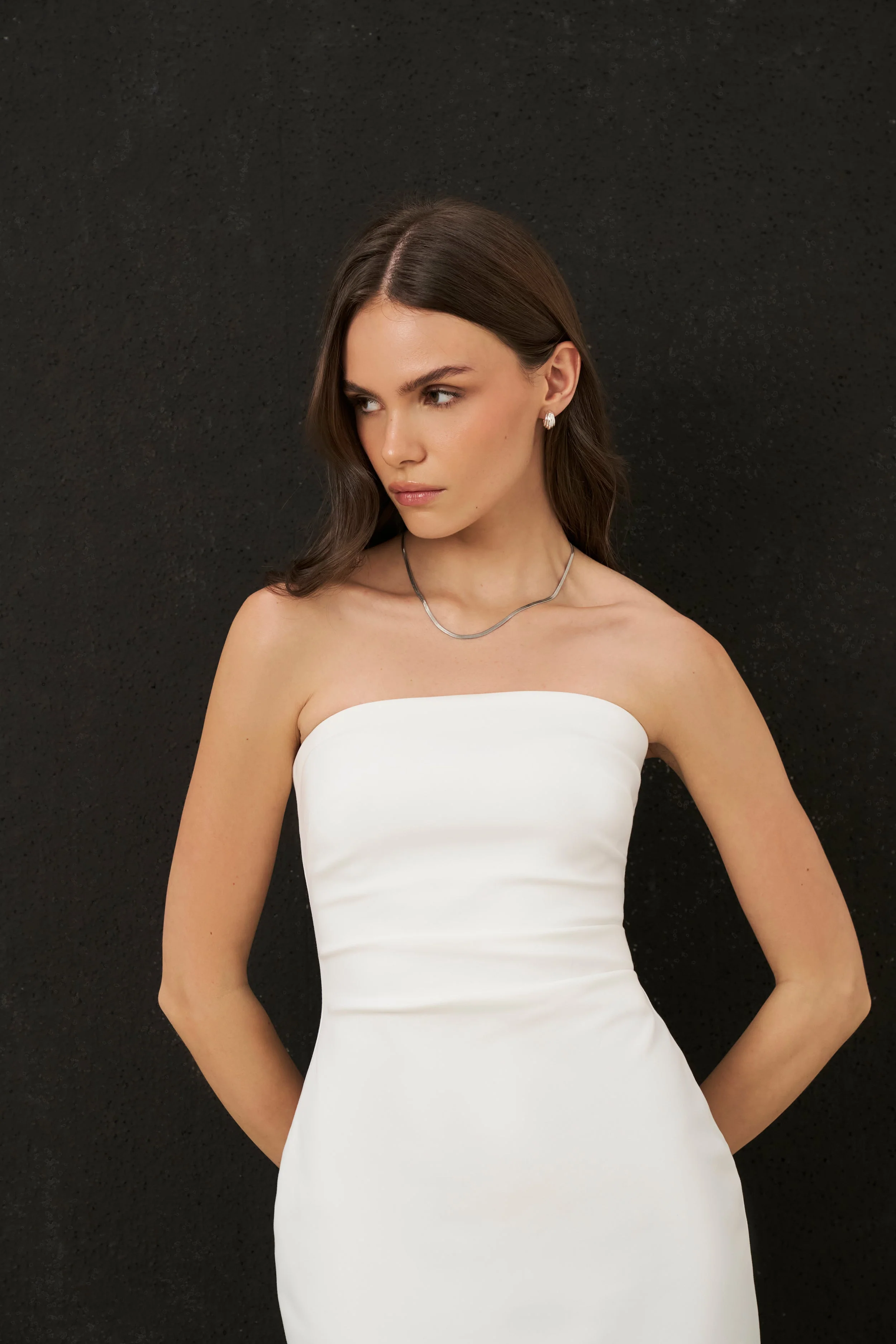 Strapless Ruched Midaxi Dress - White - Image 7