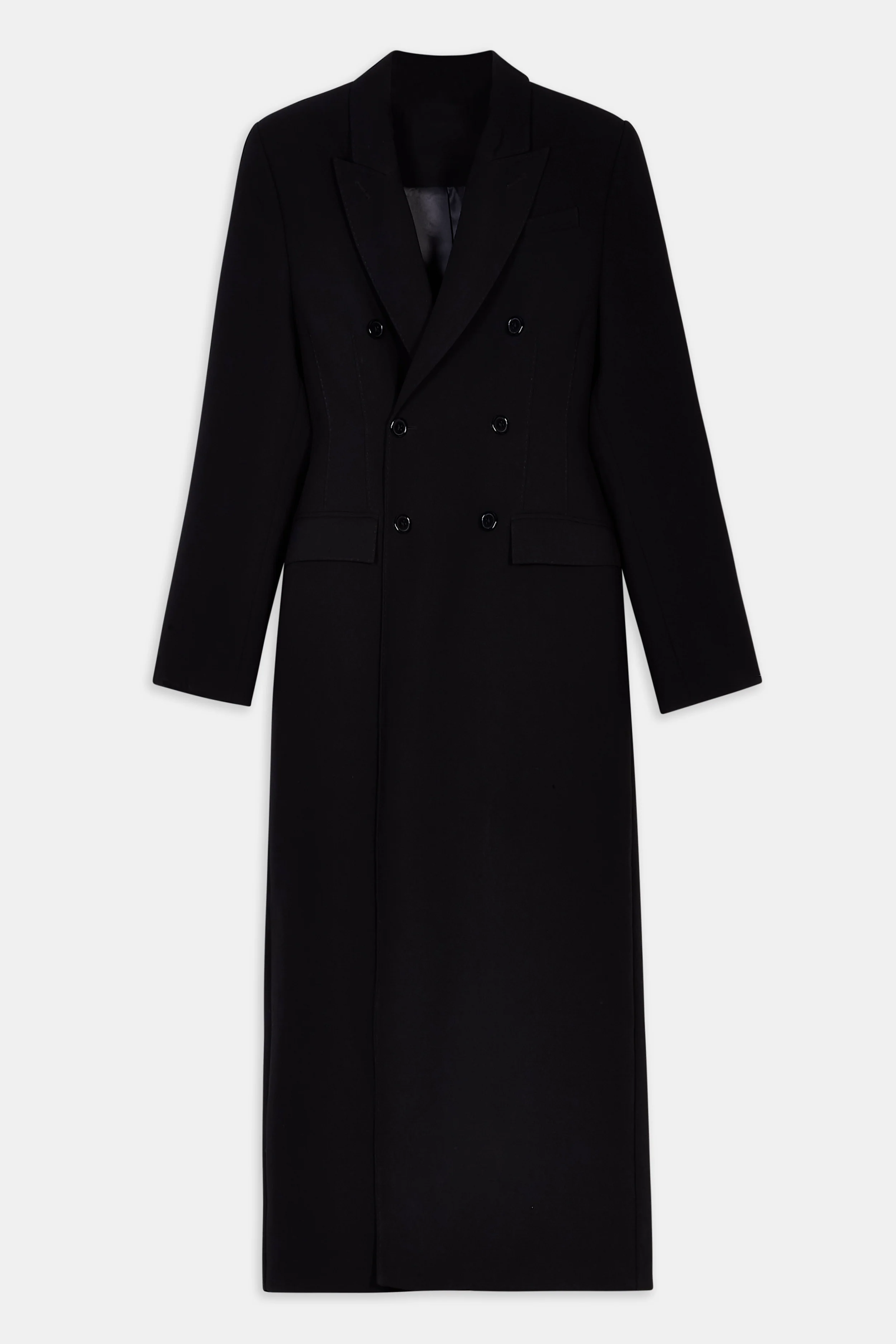 Structured Double Breasted Hourglass Coat - Black - Image 10