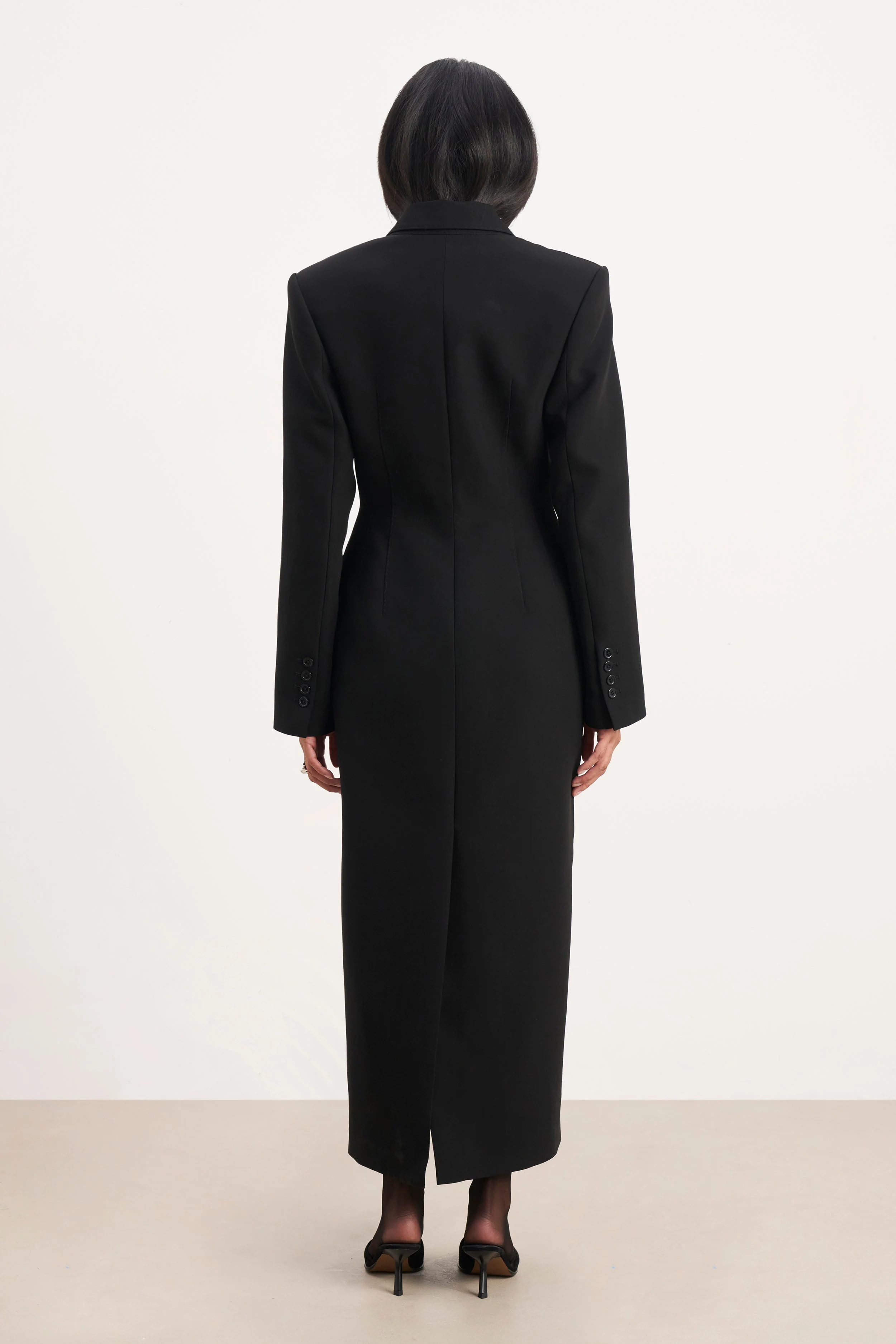 Structured Double Breasted Hourglass Coat - Black - Image 9