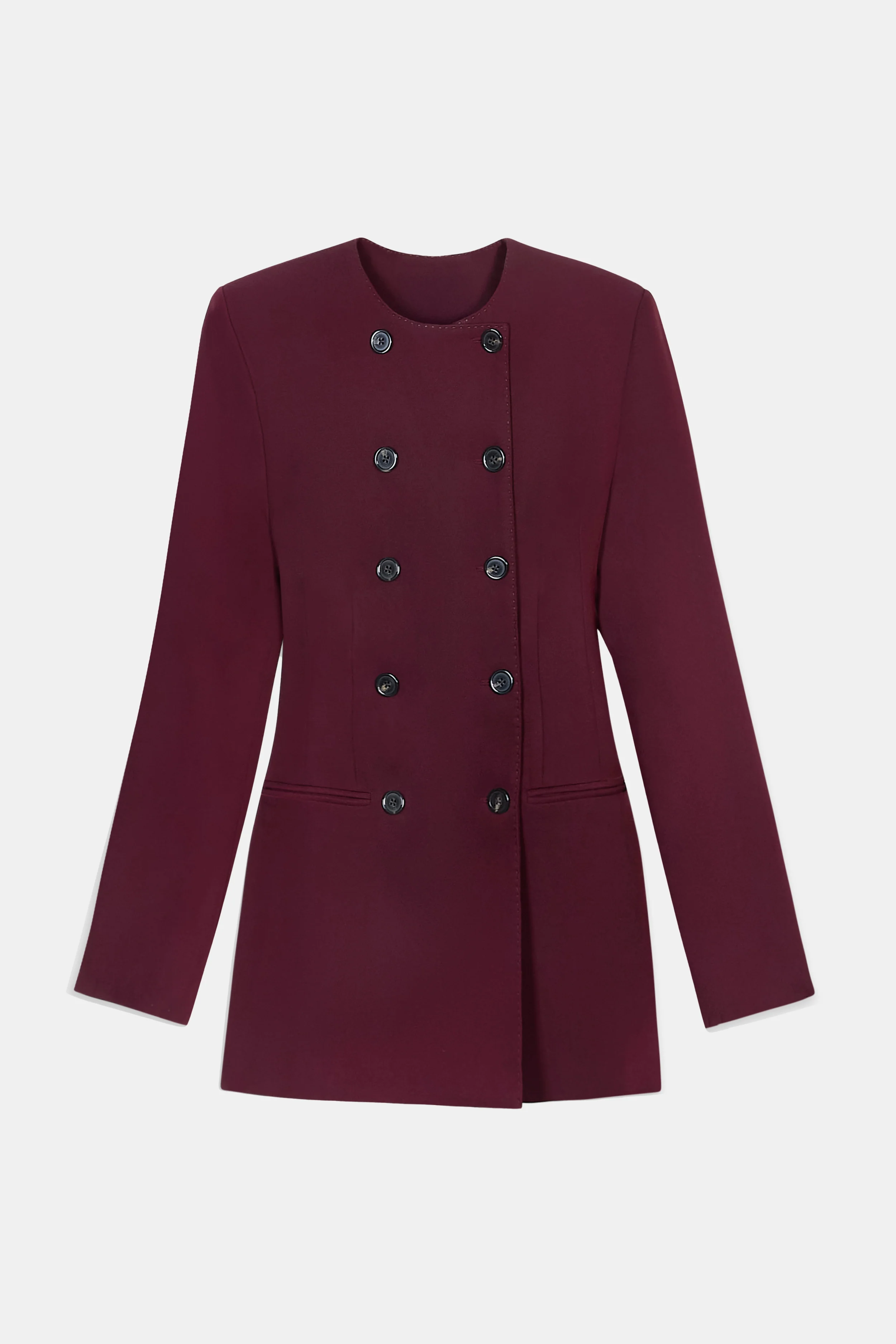 Tailored Collarless Blazer Dress - Mulberry - Image 10