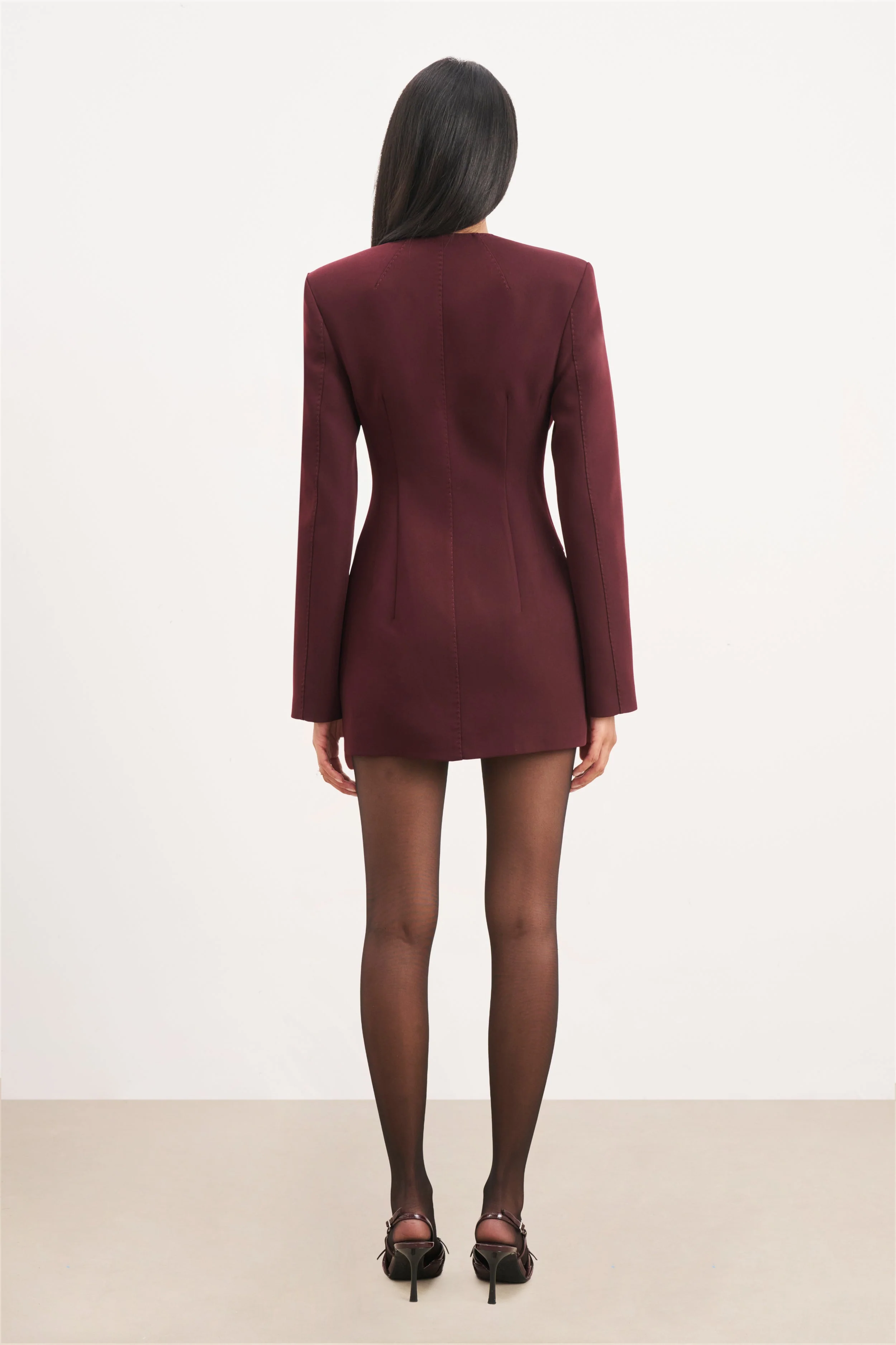 Tailored Collarless Blazer Dress - Mulberry - Image 9