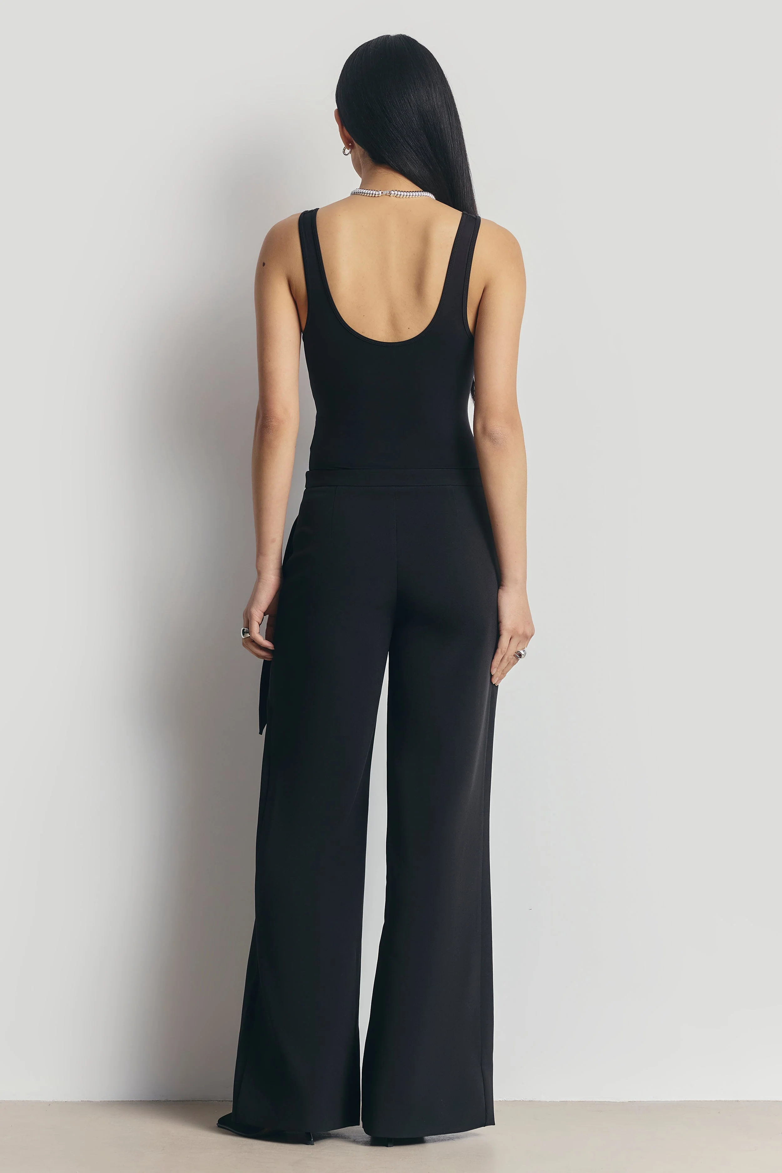 Tailored Draped Belt Trousers - Black - Image 6