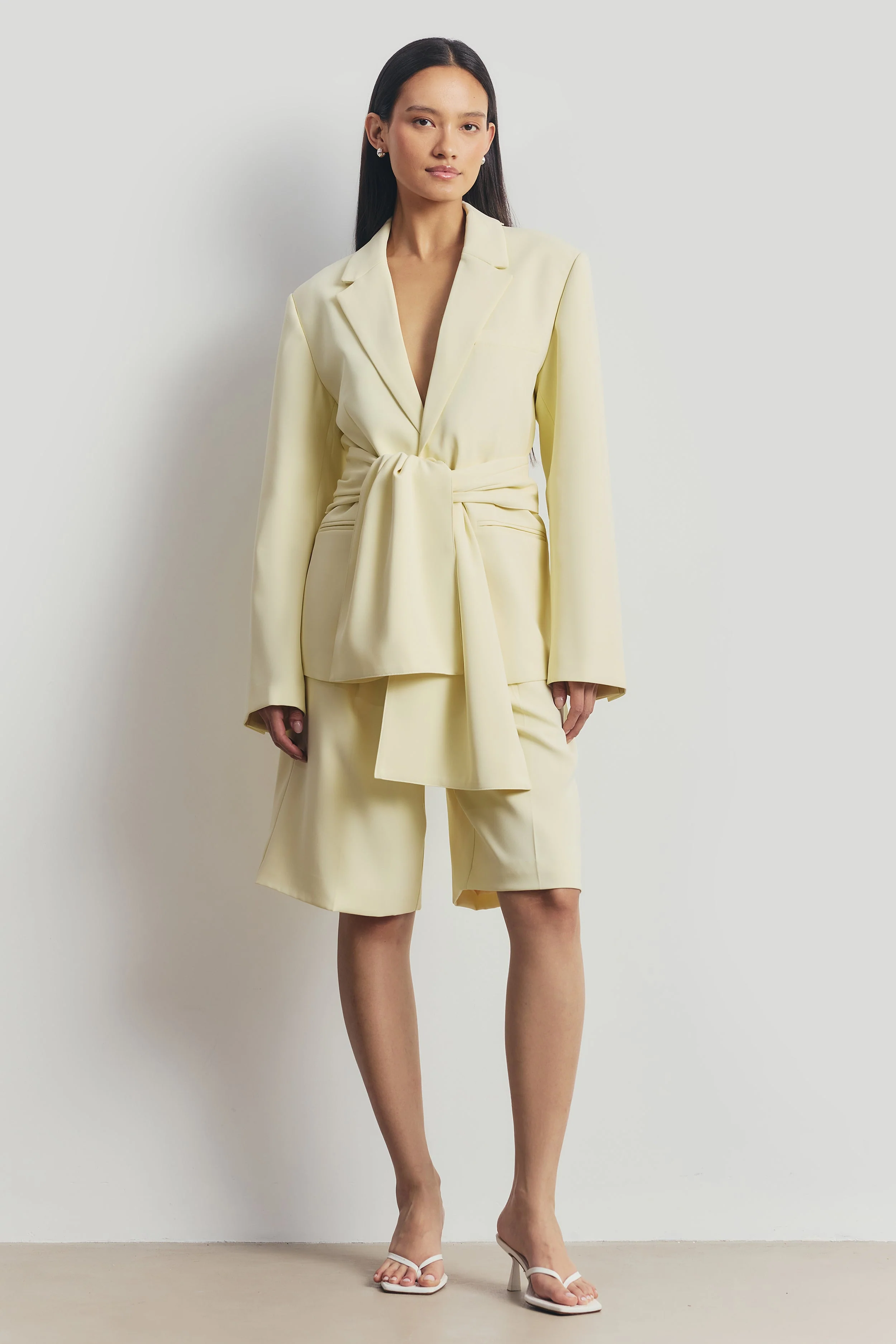 Tailored Dropped Waist Longline Shorts - Buttermilk - Image 4
