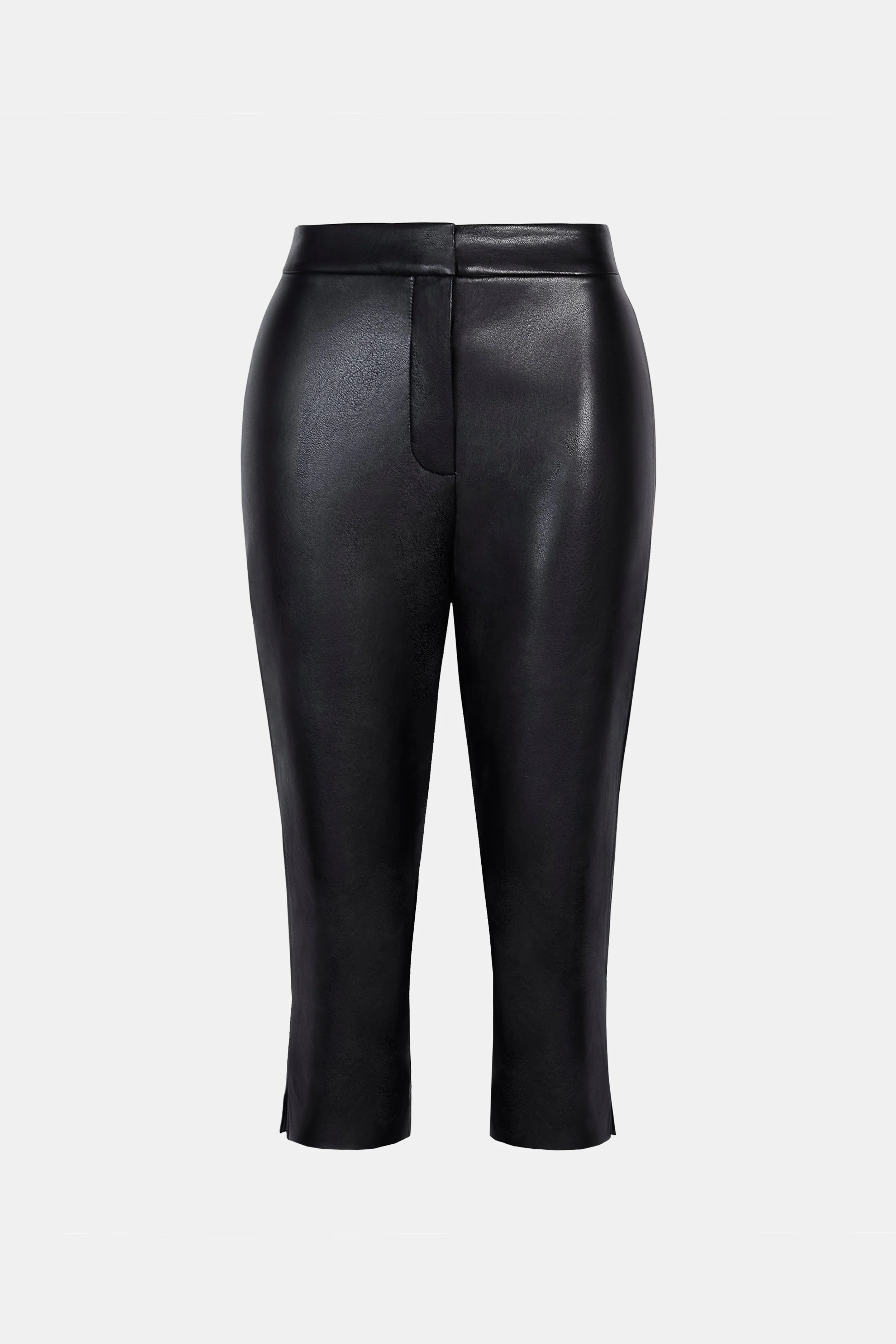 Tailored Leather Capri Leggings - Black - Image 10