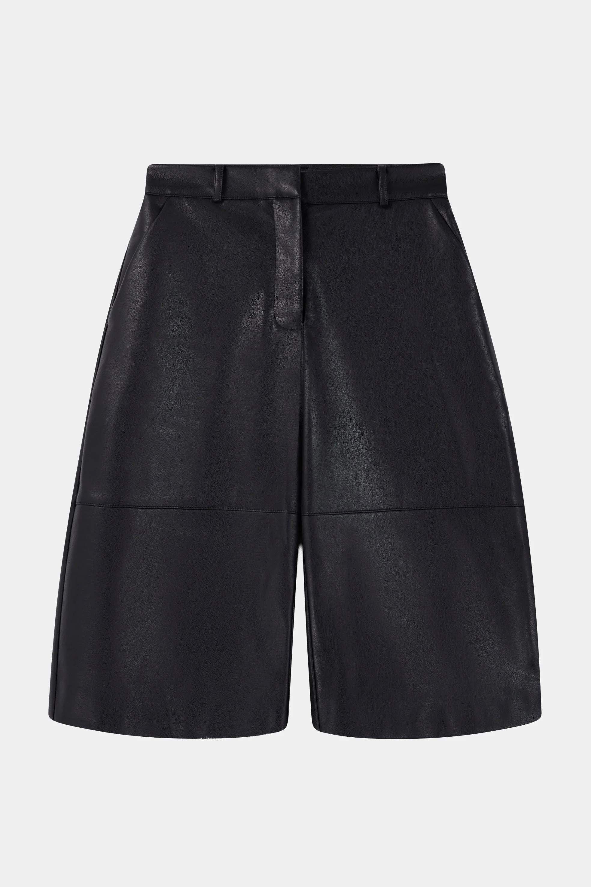 Tailored Leather Longline Shorts - Black - Image 8