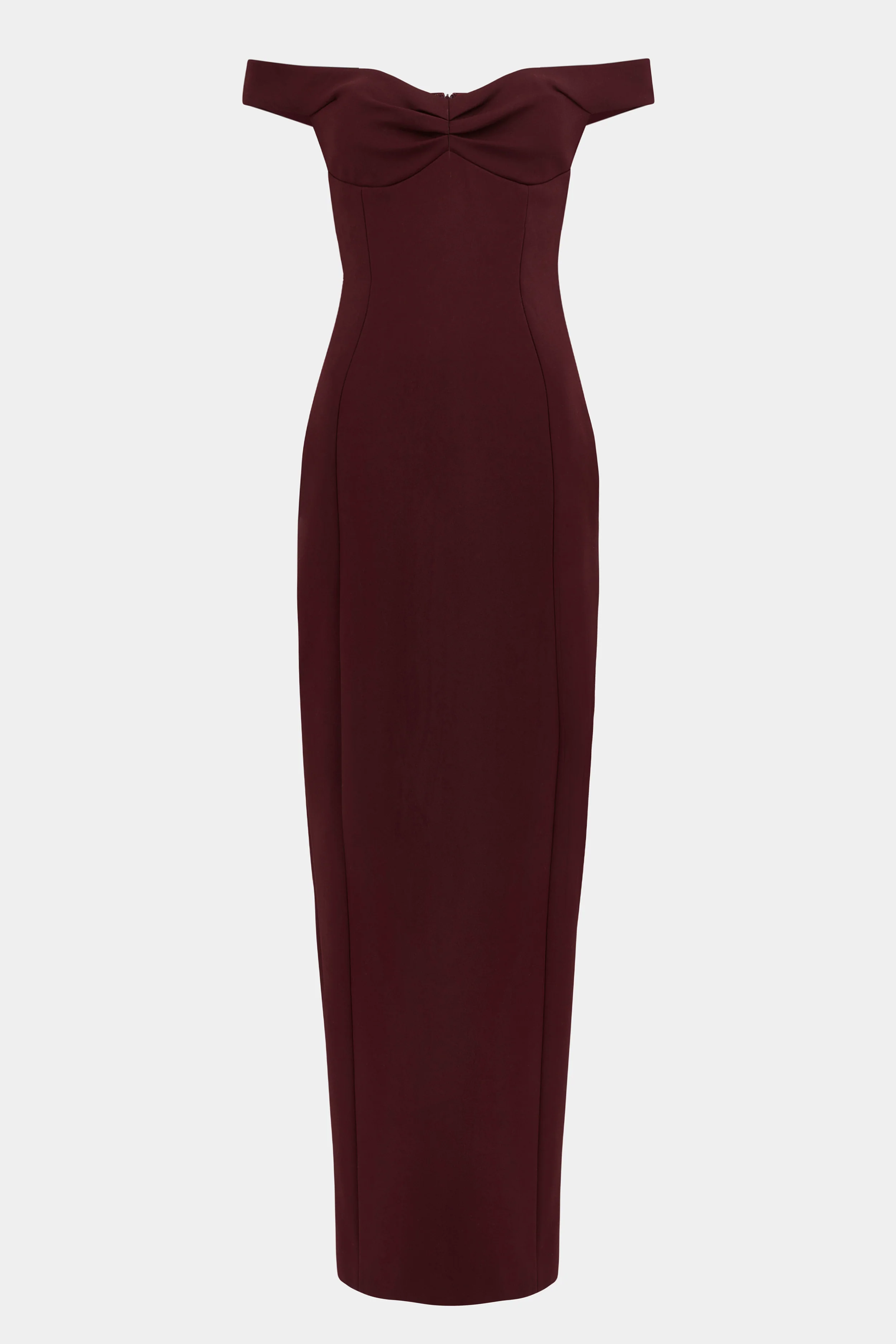 Tailored Ruched Bardot Midi Dress - Mulberry - Image 8