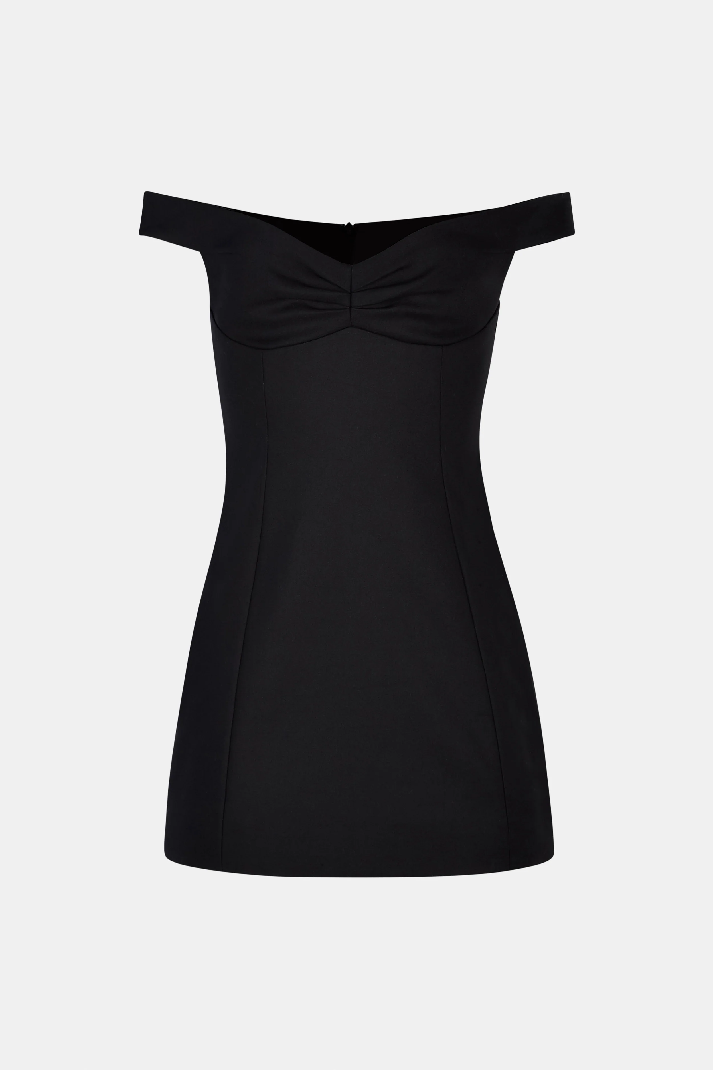 Tailored Ruched Bardot Mini Dress - Black - Image 11