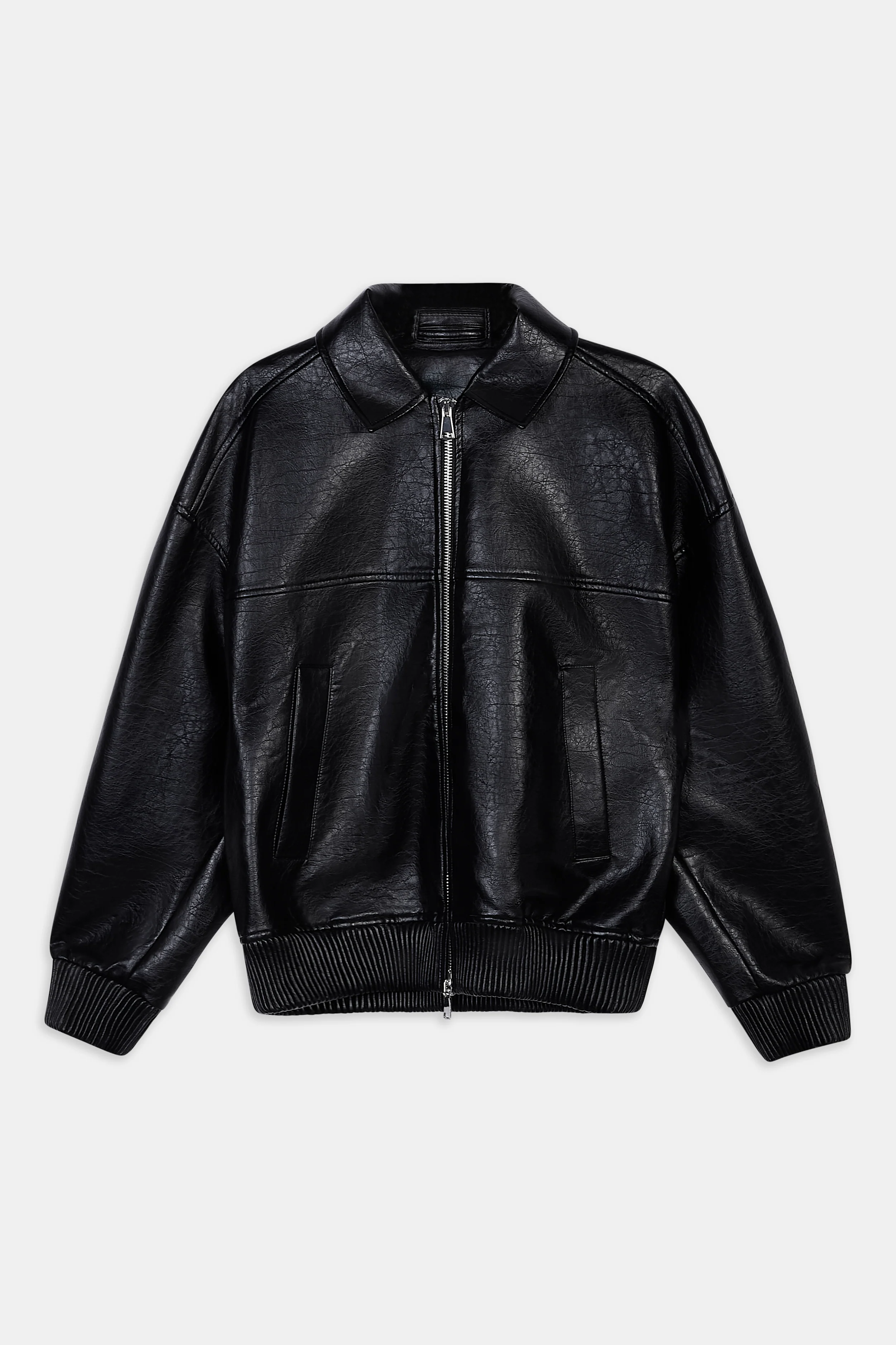 Vintage Leather Bomber Jacket - Black - Image 12